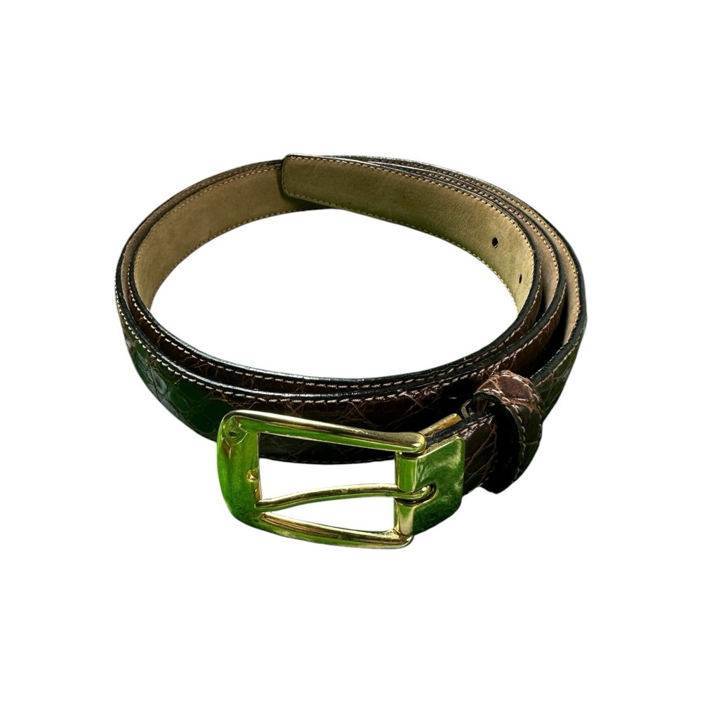 Saks Fifth Ave Brown Genuine Crocodile Mens Belt Size 40 NWT